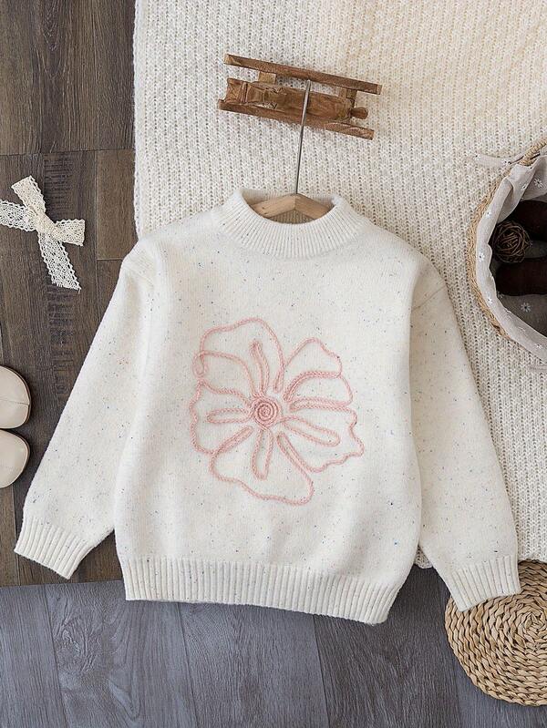 Suéter deportivo de cuello redondo, estilo minimalista y floral, de moda y cálido para niñas. Un gran regalo de vacaciones para niñas