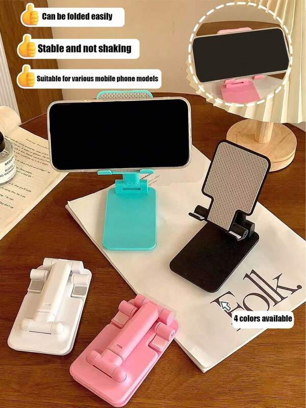 1 Stück verstellbarer universeller Handy- und Tablet-Ständer, höhenverstellbarer Silikon-Handyhalter, multiwinkliger faltbarer Ständer geeignet für alle Handys und Tablets, kompakt und tragbar für Zuhause, Schule, Bürotisch, Reisen (4 Farben erhältlich)