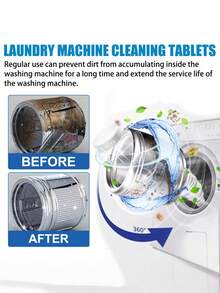 Deep Cleaning Effervescent Washing Machine Cleaner Tablets - Descaler & Deodorizer For Laundry Appliances, Household Drum & Tank Maintenance