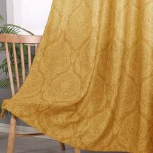 DWCN 2pcs Ombre Blackout Curtains For Bedroom - Damask Patterned Thermal Insulated Grommet Curtains For Living Room - 黃色 - 查看 4