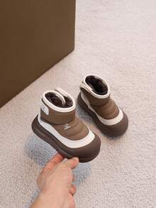 1 Paar Kinder Schneestiefel, Winter Neuankömmling, Kinder Plüsch gefütterte dicke warme Stiefel für Jungen und Mädchen - Khaki - Übersicht 1