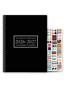 1 Stück 2026-2027 Akademischer Monatsplaner Kalender, +3 Aufkleber, 2-Jahres-Übersicht von Januar 2026 bis Dezember 2027, Registerkarten, Notizen, US-Feiertage enthalten, ideal für Studenten, Lehrer und busy Familien, Büro- und Schulbedarf, Schulanfang