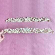 2 件未上漆木质雕花镂空装饰贴花，18.89x2.16 英寸，木工用品，带有复杂的欧洲浮雕图案，适用于橱柜、门、家具、特色墙、入口通道、楼梯、圣诞装饰、DIY 装饰 - 彩色 - 查看 8