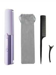 二合一无线迷你直发器/卷发器，7档温度设置，液晶数字显示屏（摄氏度/华氏度），双开关设计带安全锁，防尘盖，5000mAh可充电电池，便携式 - 彩色 - 查看 14