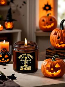 Brown Bottle Halloween Soy Candle, Halloween Party Decoration Favor, Scented Candle, Skull, Haunted Pumpkin Field - Gothic Halloween Jar Scented Candle, 5.2oz, Made With Beeswax, Coconut And Soy, Home Decor Halloween Decor Room Decor - Brown - View 12