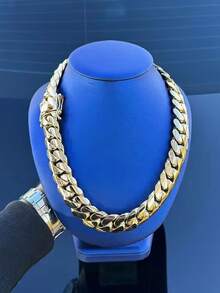 12-22mm Wide  Stainless Steel Cuban Link Chain 1PC Premium Stainless Steel Cuban Link Chain Necklace For Men   Men Jewelry Cuban Link Chain Necklaces For Men Gold Chain Cuban Link Chain Women Baddies Chain As Party & Gift & Stage Show Auspicious New Year Gifts - 20毫米(0.78吋) - 查看 10