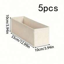 5pcs Foldable Fabric Cube Storage Box, Portable Underwear Storage Box, Drawer Organizer, Wardrobe Storage And Organization, Multi Purpose Storage Basket For The Cable Of The Ship, Room Decoration - White - View 3