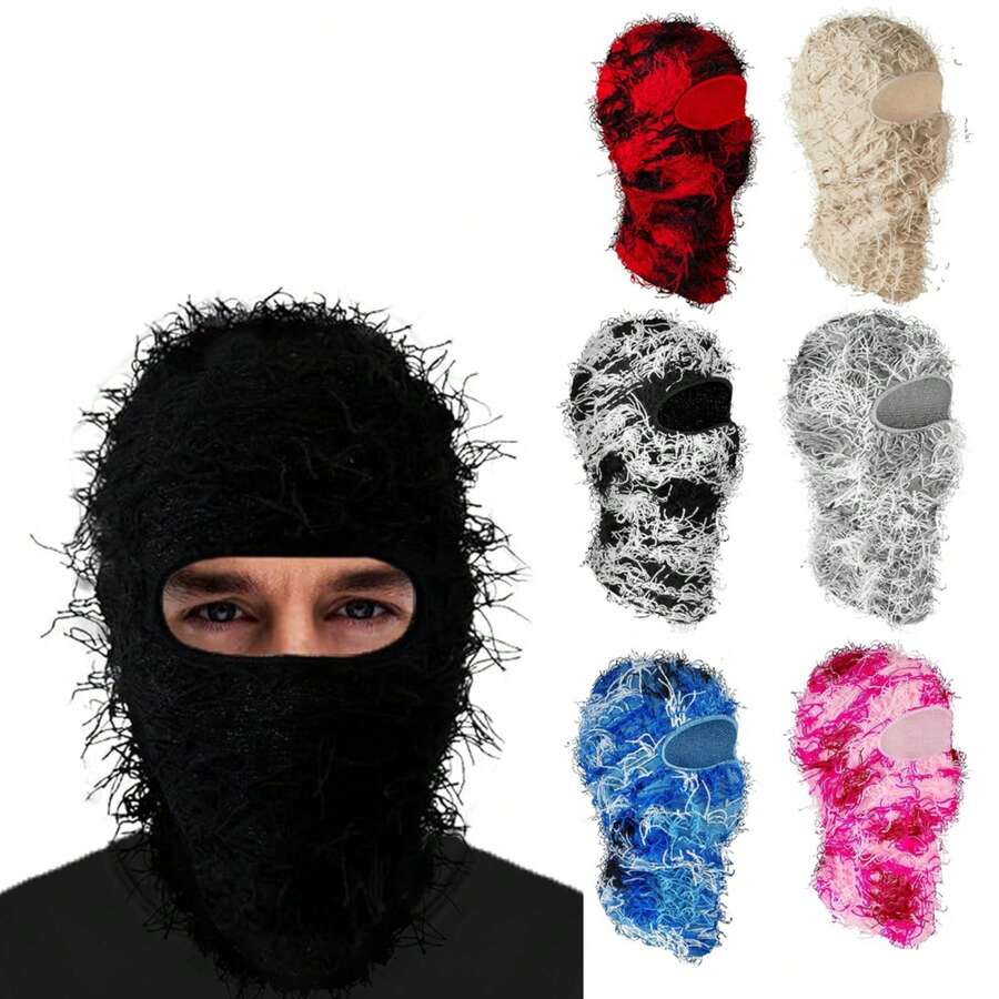 Popular Single Hole Knitted Face Mask, Acrylic Yarn Balaclava Hat For Party, Funny Outdoor Warm Headwear