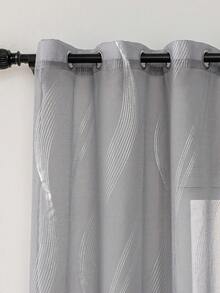 2pcs Modern Ironed Silver Flow Pattern Light-Filtering Curtains, Grommet Top, Machine Washable, Decorative Polyester Drapes For Living Room, All-Season, Uncorded, Woven, 120-140g - Luxurious Style Curtains