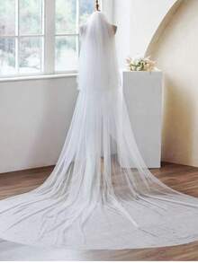 1pc 3 Meters Length Bridal Veil With Metal Comb, Forest Style Wedding Veil For Bride, Suitable For Wedding, Party, Halloween, Valentine's Day Gift Fall Clothes For Women