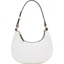 FashionPuzzle Small Crescent Shoulder Bag Underarm Purse - 白色/白色 - 查看 1