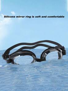 A Set Of Comfortable And High-Quality PC Lens Swimming Goggles, Equipped With Double Sealing Rings, Elastic Silicone, And Waterproof Function, Suitable For Both Men And Women Swimming (Including Waterproof Earplugs) - Black - View 3