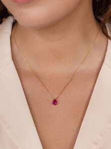 1 pieza Collar con piedra de nacimiento de diciembre, acero inoxidable con circonita en forma de pera con baño de oro de 18K, adecuado para uso casual de mujer, regalo para amigos, madres, cumpleaños, joyería