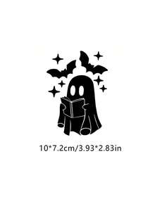 Ghost Reading Decal | Car Window Rearview Mirror Laptop Phone Case Bumper Sticker | Holographic Spooky Bats, Book Lover, Smut Dark Romance, Halloween Car Stickers - A - View 3