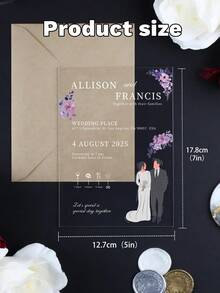 Thiệp mời cưới bằng acrylic hoa văn tùy chỉnh, 16 mẫu thiết kế, cá nhân hóa với tên và ngày tháng, tạo nên một lễ cưới khó quên, thiệp mời tùy chỉnh độc đáo, phụ kiện tóc dành cho phụ nữ. - Nhiều màu - Xem 6