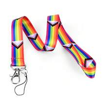 1 件 LGBT 彩虹色简约手机挂绳，配有各种涤纶编织带，适用于身份证/相机/钥匙扣配件、学校用品、返校 - 均碼 - 查看 9