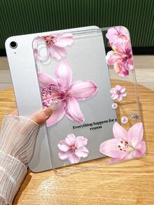 透明粉色花卉 iPad 保护套 - 时尚保护套，带有励志名言，优雅的保护性设计，兼容 iPad Pro 11、iPad Air 2、iPad Air 第五代 2022、iPad Air 11 英寸 (M2)-2024、iPad Air 11 英寸 (M3) 2025，适合个人使用、送礼和夏季场合 - 彩色 - 查看 3