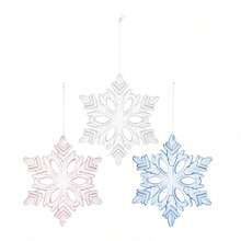 亚克力雪花挂饰 3 种款式水晶透明塑料圣诞树吊坠适用于圣诞节冬季雪景主题 DIY 装饰、新年派对、节日装饰、家居装饰