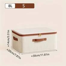 5 Sizes Available - Hard Storage Box With Zipper Lid, Linen Fabric Storage Cube, Foldable Clothes Organizer Bin With Handle, Suitable For Closet, Wardrobe, Under Bed
