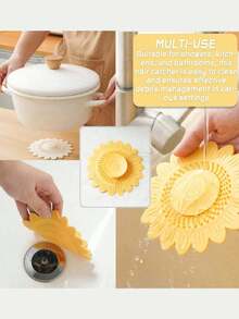 1 件花朵按压式水槽排水过滤器，花朵设计水槽排水盖，毛发过滤器和排水塞，除臭排水塞，具有除臭功能的向日葵排水管，适用于浴缸、水槽、厨房、浴室配件 - 彩色 - 查看 10