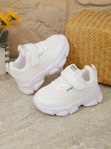 زوج واحد من أحذية الرياضة اليومية للأطفال، أحذية المشي للأطفال الصغار، لون أحادي، مقاوم للروائح الكريهة، شبكة تنفس، قطع من جلد البولي يوريثان، منخفضة الأعلى، خطاف وحلقة، للشارع والمدرسة والابتدائية للأولاد والبنات، أحذية رياضية، خفيفة الوزن، أحذية الجري الخارجية