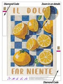 5D DIY钻石画 | 水果摄影DIY钻石画套装，甜橙帆布墙画。家居装饰钻石画，马赛克套装，DIY你自己的墙画，享受手工制作的乐趣，送给朋友的最佳礼物 - 彩色 - 查看 2