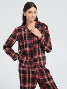 新款女士时尚休闲睡衣套装，加厚款，适合冬季穿着 - 玫瑰紅 - 查看 7