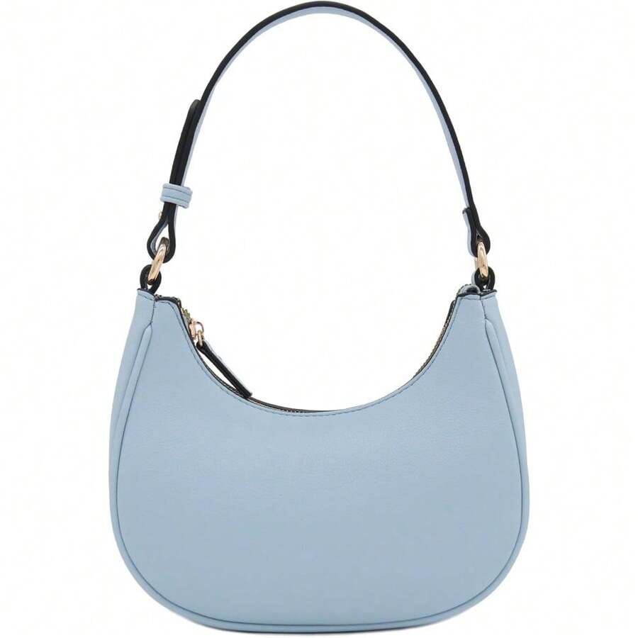 FashionPuzzle Small Crescent Shoulder Bag Underarm Purse - 淺藍色/淺藍色 - 查看 1