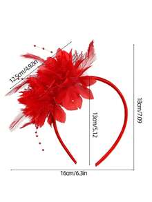 1 pieza Diadema con flor de plumas de estilo transfronterizo, accesorio para el cabello con plumas para fiestas, reuniones y actuaciones, accesorio para el cabello de novia retro, disfraz de Halloween
