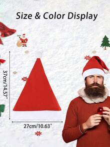 10pcs-Christmas Santa Hats, Red Santa Hat, Unisex Comfortable Holiday Santa Hats For Christmas Party And New Year Parties Celebrations Best Gifts Birthday Home Decor Christmas Decorations Room Decor Winter Christmas Decorations Home Christmas Gifts Christmas Decor