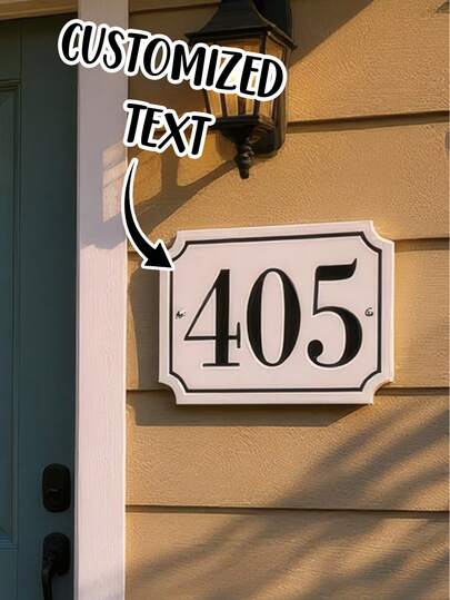 Customized Address Plaque, Durable Weather-Resistant Material, Clear Visible Numbers, Easy Installation, Ideal For Outdoor Home Decor, Porch, Yard, Driveway, Apartment, Office, Holiday Home Decor, Housewarming Gift, Modern Farmhouse Style