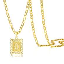 1 件男女通用 14K 镀金方形大写首字母吊坠项链，A-Z 链式项链 - 金黃色 - 查看 28