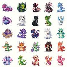 50pc Kinds Of Dragon Cartoon Stickers, Suitable For Phone Cases, Guitars, Skateboards, Laptops, Water Bottles, Diaries, Stationery, Books And Birthday Parties - 50pc - View 11