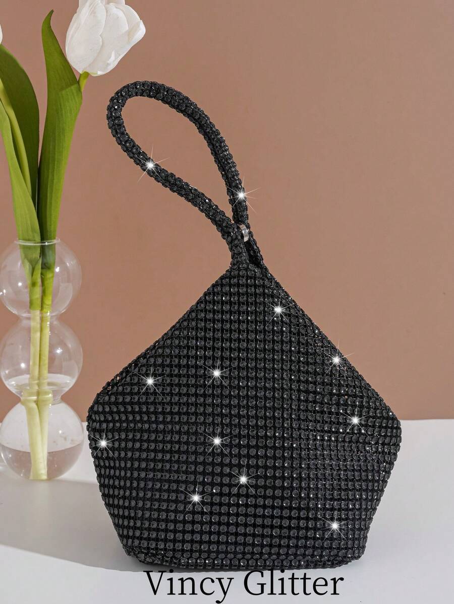 Túi xách đính đá thời trang & thanh lịch, ví cầm tay buổi tối - màu đen - Xem 1