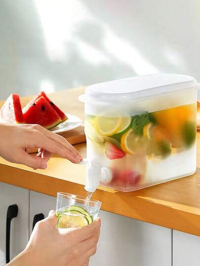 1 pezzo Dispenser di bevande in plastica di grande capacità con rubinetto - Brocca infusore di frutta, per succhi, tè, caffè freddo - Sistema di pompaggio facile da usare, adatto per ristoranti, hotel e stazioni di bevande domestiche, forniture per feste di Ognissanti e Natale