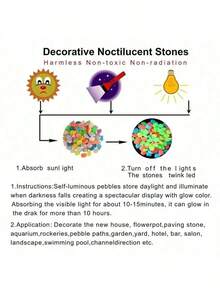 1/6/12/20/30/40/50pcs Large Glow In The Dark Pebbles (Random Color), 4.5cm/1.77in, Suitable For Garden Landscape, Track Decor, Fish Tank Starry Sky Decor, Romantic Luminous Stones, Fit For Home, Outdoor, Runway, Aquarium, Halloween, Christmas, Thanksgiving, Valentine's Day, Absorb Sunlight Or Lamp Light To Glow At Night, No Electricity Needed, Suitable For DIY Romantic Occasions (Surface May Have Scratches, Which Is A Normal Phenomenon In The Production And Transportation Process, Please Understand.) - Multicolor - View 12