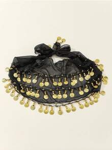 1 Stück Bauchtanz Hüftkette Outfit, Metallnetz Hüftrock Band Körperschmuck, Münzen Hüfttuch Gürtel für Tanz, Boho Stil