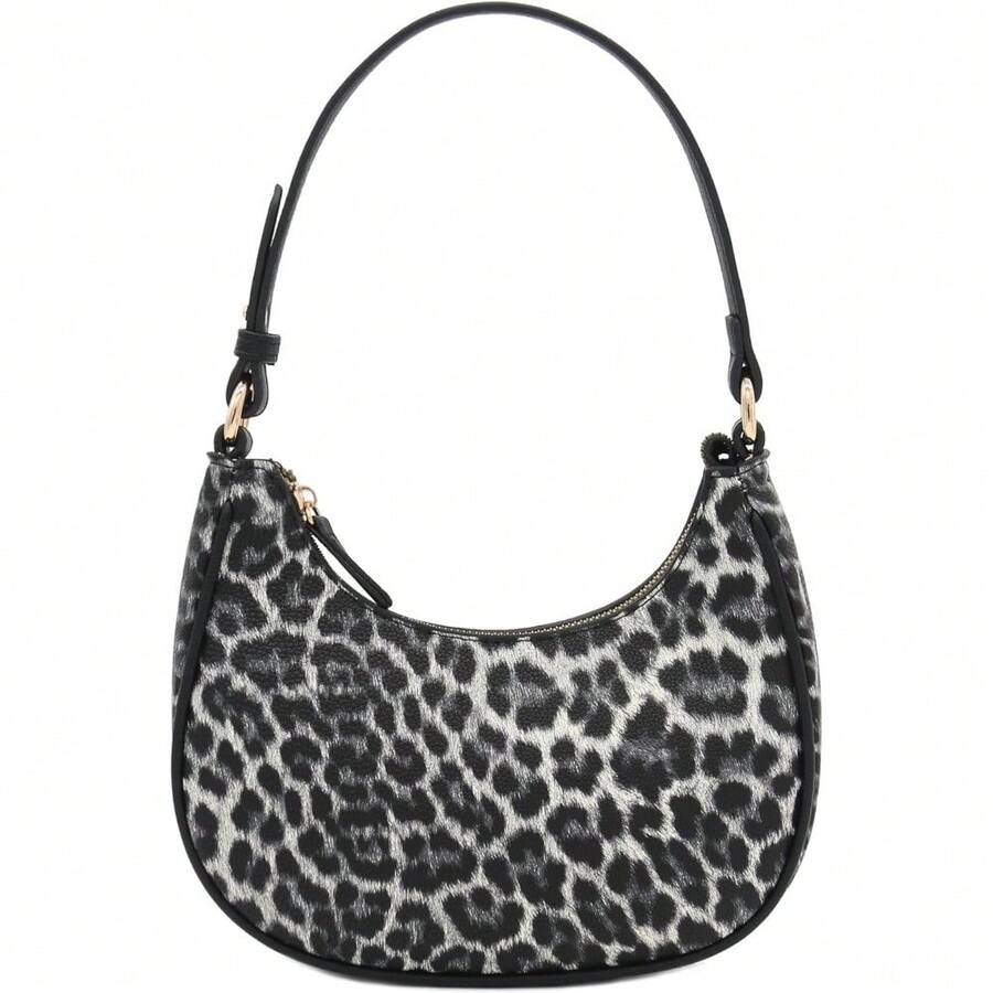 FashionPuzzle Small Crescent Shoulder Bag Underarm Purse - Le007 黑/黑 - 查看 1