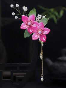 1个复古春夏粉色樱花流苏发夹，不褪色，长10厘米，时尚发饰，优雅时尚发爪，适合女性和女孩，日常装饰发髻、马尾辫、侧刘海，头部配饰，情人节配饰，女士发饰，发夹 - 彩色 - 查看 6