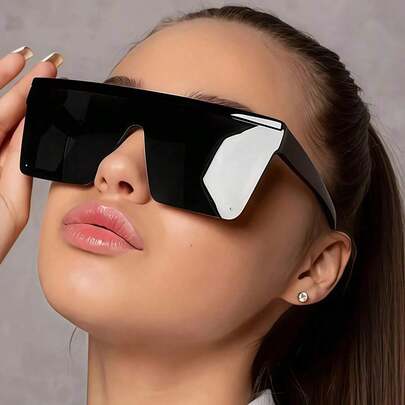 1 Pair Of Large Frame Glasses - Black Modern Minimalist Style, Includes Glasses Case And Cleaning Cloth - Unisex Fashion Glasses - Perfect Gift For Birthdays, Anniversaries, Formal/Casual Occasions - Luxurious Accessories, Durable Design, Item, High-Quality Lenses, Essential For Fashion Enthusiasts