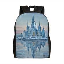 1 Frozen No.1 Backpack - Lightweight School Backpack With Frozen Castle Design (Blue And Pastel Tones), Zipper Closure, Adjustable Shoulder Straps - Machine Washable Backpack Suitable For Teenagers - Suitable For School, Travel, Daily Use - Fairy Tale Inspired Backpack, Commuting Bag, Fun Accessories, Functional Design - Mix - View 1