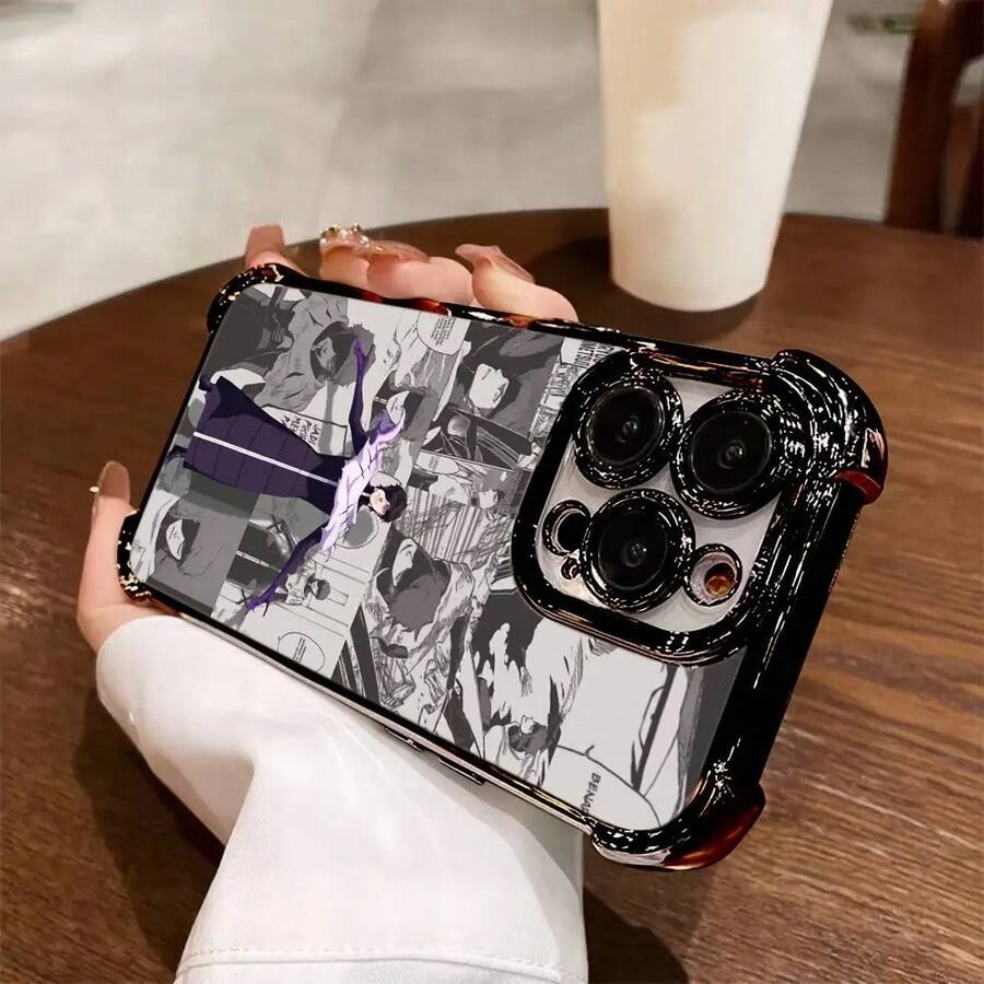 Fundas para 16, 15, 14, 13, 12, 11 Pro, X, XR, XS, 8, Plus - Anime Sosuke Aizen Transparente y Antigolpes con Cubierta Trasera Suave17  17promax - Negro - Ver 1
