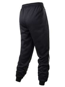 Plus Size Men's Solid Color Printed Knit Jogger Pants, Lightweight Drawstring Casual Outdoor Hiking Travel Running Workout Trousers Sports - Black - View 6