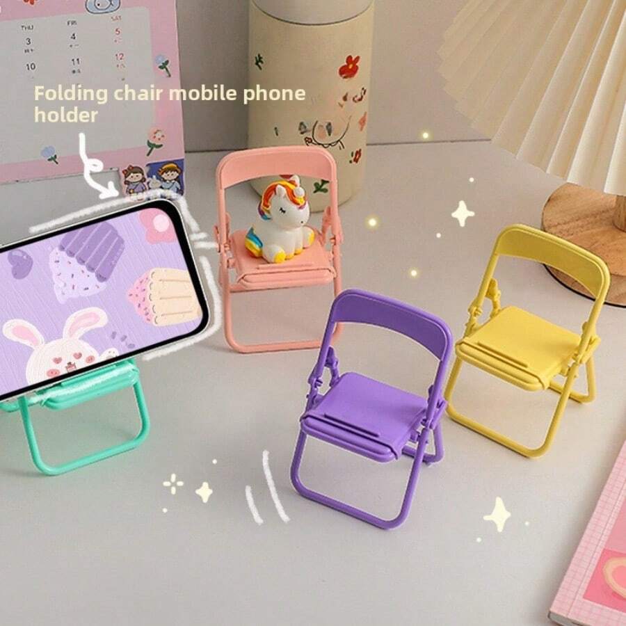 Giá đỡ điện thoại di động để bàn nhỏ gọn sáng tạo 1 chiếc, ghế Macaron mới, giá đỡ điện thoại di động có thể gập lại tương thích với iPhone, điện thoại Android, quà tặng sinh nhật, gia đình, bạn bè, giá đỡ điện thoại, phụ kiện điện thoại - Nhiều màu - Xem 1