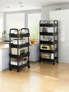 Mehrstöckiger Rollwagen Organizer, 5-stöckiges Kunststoff Rollregal mit Rädern für Küche, Schlafzimmer, Badezimmer und Büro, 5-stöckiger Rollwagen, verstärkte Rohre, stabiler Lastträger Aufbewahrungsbox - Typ A 1 Stück - Übersicht 3