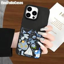 Fundas y protectores para teléfono con diseño de imitación de orificios grandes y estampado de mariscos azul marino. Compatibles con phone 16 Pro Max, 16, 15 Pro, 14, 14 Plus/14 Pro Max, 13, 13 Pro, 12 Pro, 11/11 Pro y la serie Pro. Regalos para cumpleaños y fiestas - Blanco - Ver 2