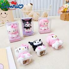 1 Stück süßer Anspitzer - geeignet für Cartoon-Charakterdesigns wie Kuromi, Melody und Cinnamoroll, bunte Kunststoff-Schreibwaren, ideal für Büro und Schule, perfektes Geschenk für Studenten, lustiges Design, stabiler Kunststoff-Stifthalter