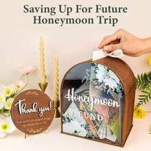 MHoneymoon Fund Box Wedding Wooden Wedding Gift Card Box Rustic Marriage Decor For Reception Honey Moon Fund Money Boxes Birthday Graduation Baby Shower And Bridal Showers10 - 蜜月基金箱 - 查看 3