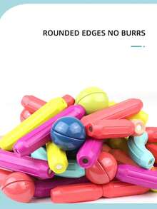 64 Peças Brinquedo de Blocos de Construção Magnéticos de Tamanho Grande para Crianças, Brinquedo de Vareta Magnética DIY, Conjunto de Brinquedos de Construção Designer, Brinquedos Educacionais Montessori para Crianças Meninos e Meninas, Brinquedos de Blocos de Construção Magnéticos