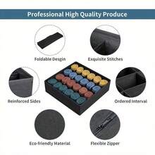 1 Set 24 Grid Foldable Drawer Organizer Box, Sock, Underwear, Clothing Storage Box, Space Saving Wardrobe, Bedroom Accessories Organizer